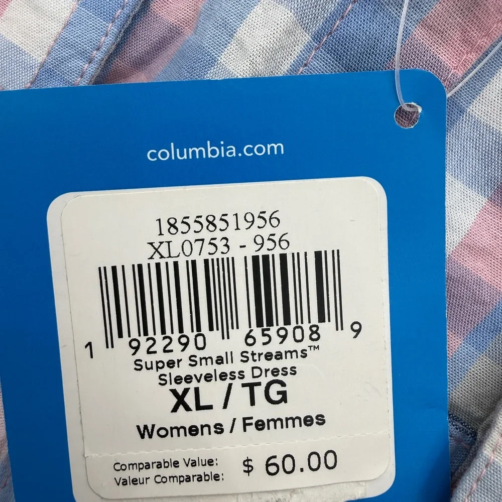 Columbia PFG Super Bonehead Sleeveless Dress XL Blue Pink Plaid - Picture 5 of 9